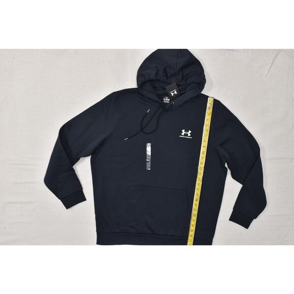 Under Armour Men's Black Essential Fleece Hoodie Loose Fit Size XL Cotton NEW - Picture 2 of 8